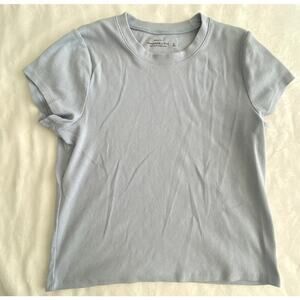 Womens Abercrombie & Fitch High The Ribbed Tee  Baby Blue Size XL